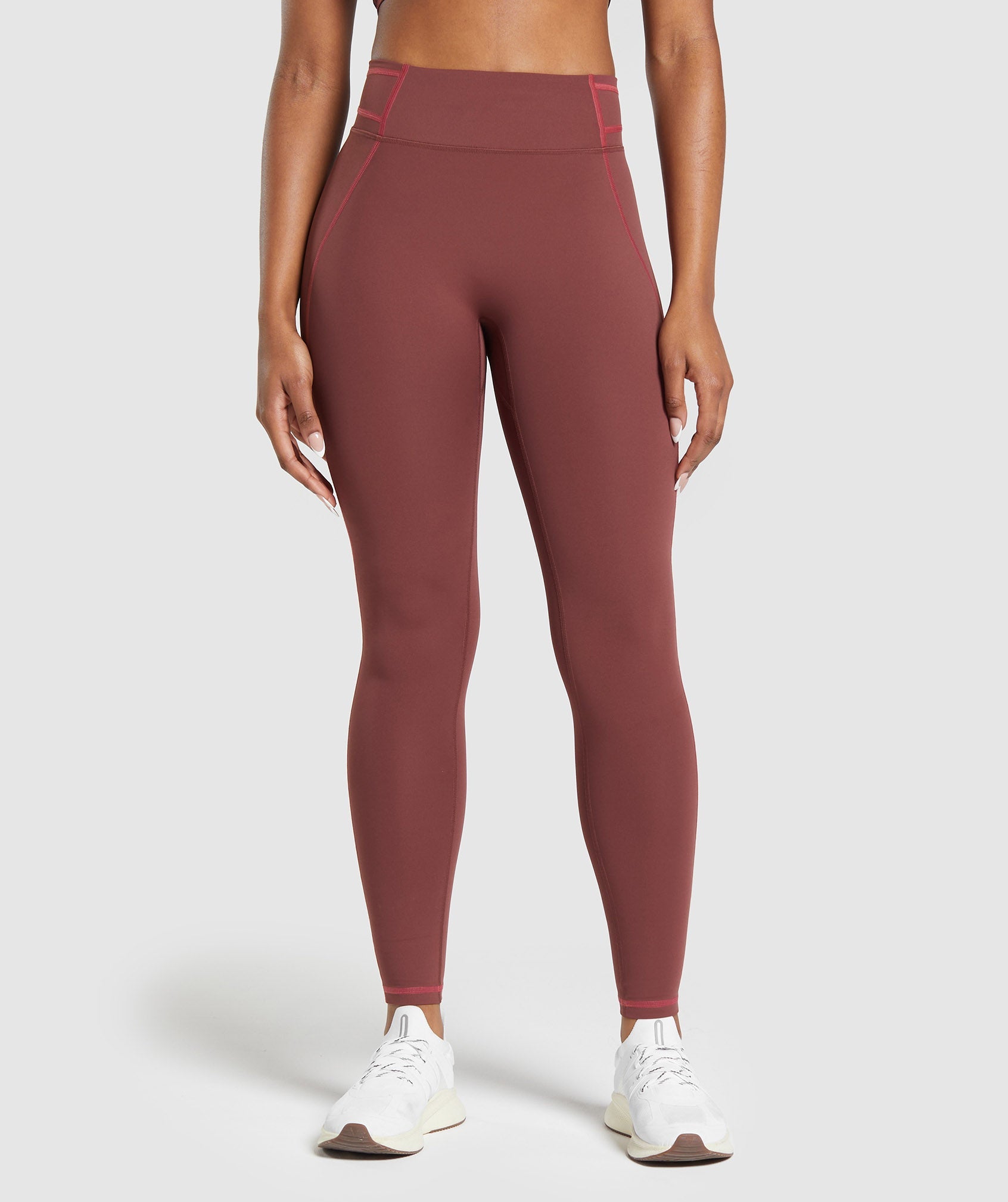 Burgundy Leggings, High Waisted, Squat-Proof