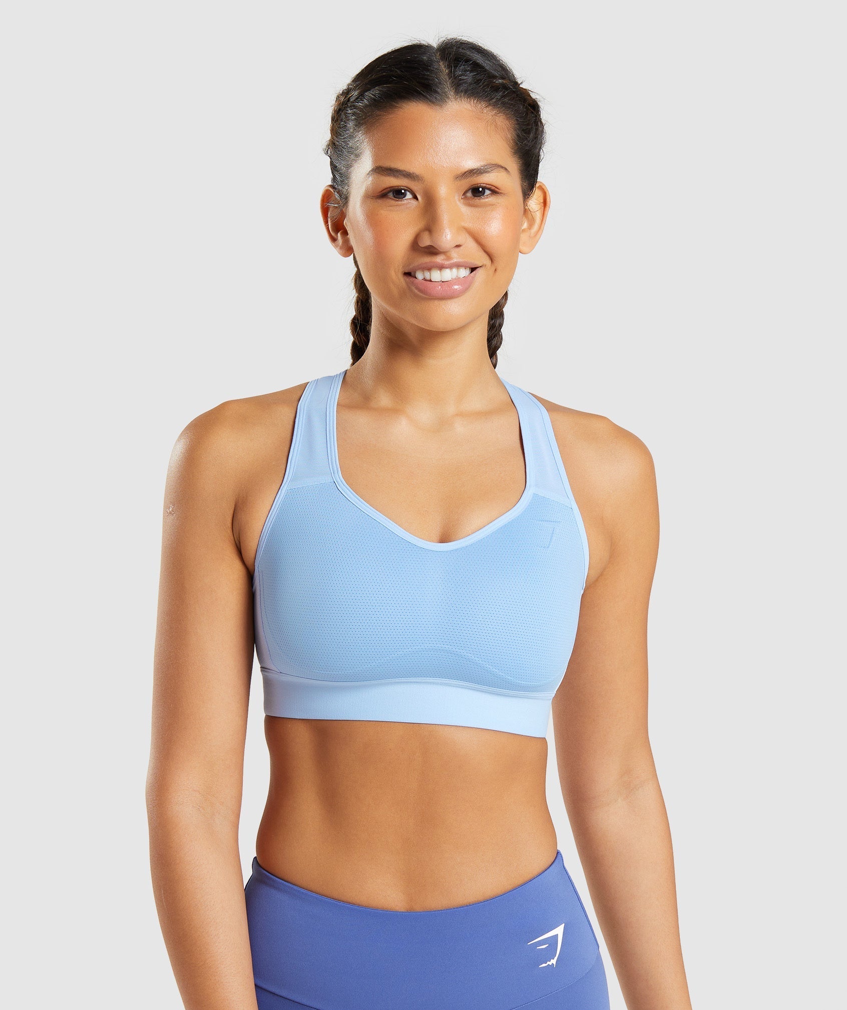 High Support Women Sports Bra, Breathable Blue Workout Bra