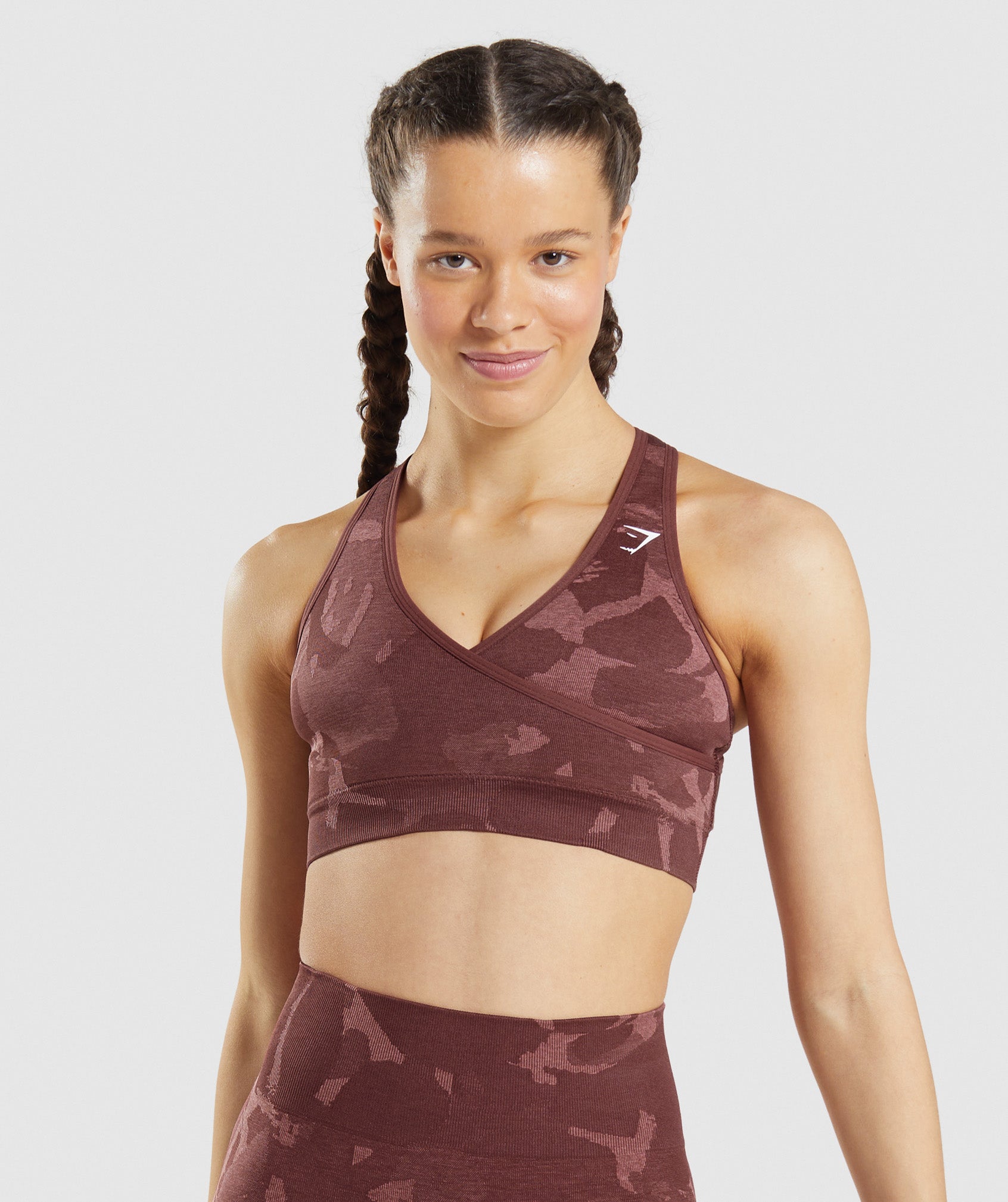 Gymshark Adapt Camo Seamless Sports Bra Savanna-Griffin Green