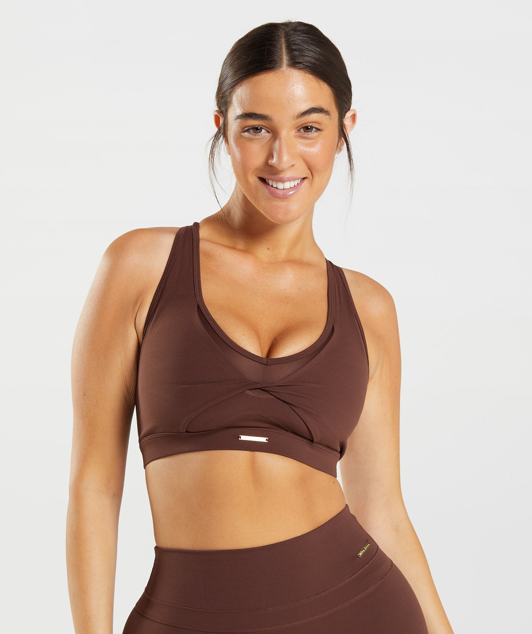 Gymshark Whitney Simmons Taupe/Tan Sports Bra Sz XS