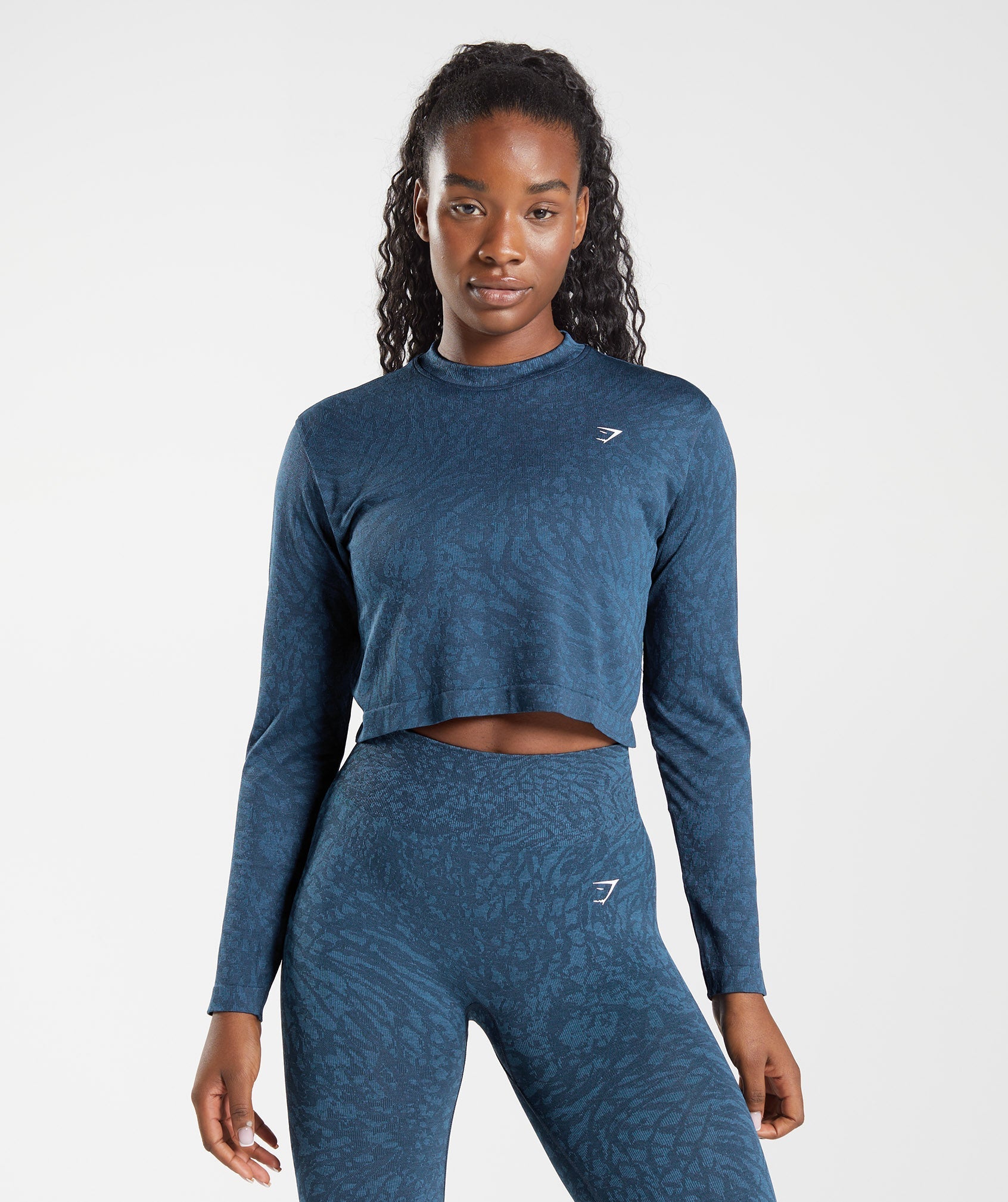 Gymshark Adapt Marl Seamless Long Sleeve Crop Top - Light Purple