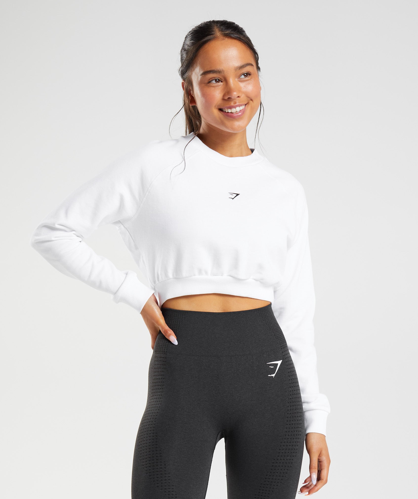 Gymshark Training Cropped Sweater - White