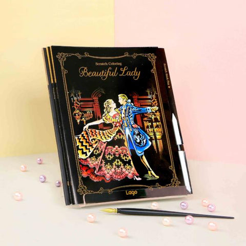 Lago Scratch Coloring Book - Beautiful Lady Kit Set