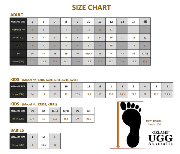 uggs kids size chart