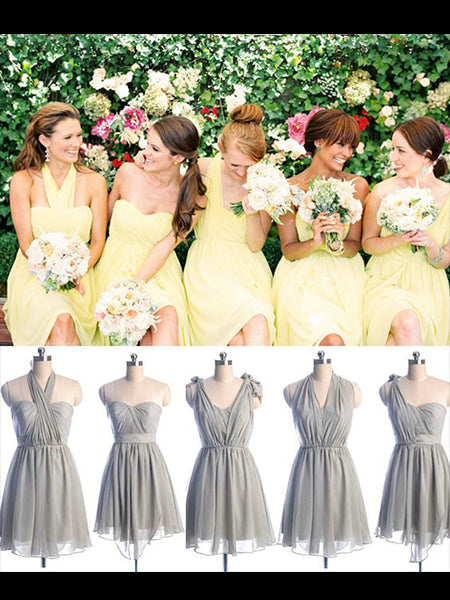 knee length chiffon bridesmaid dresses