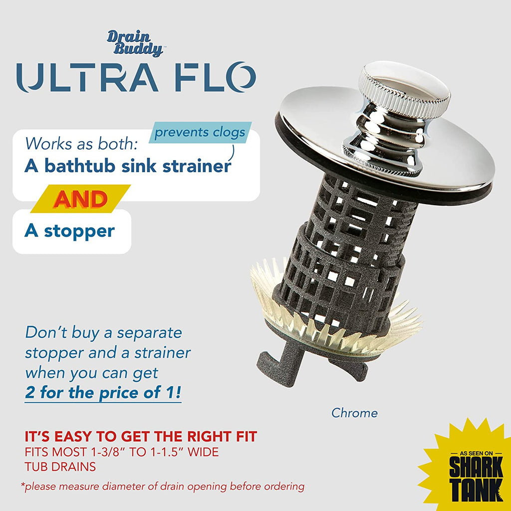 Drain Buddy Ultra Flo Tub Drain Stopper And Hair Catcher Drain Strain 7311