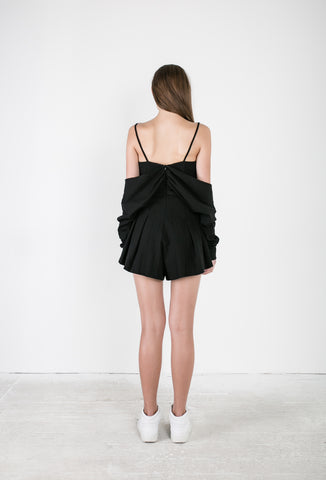 OSKAR black playsuit with draping sleeves