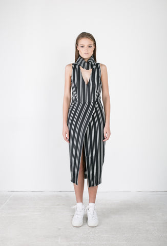 OSKAR black and white striped skivvy dress