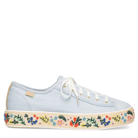 Keds Rifle Paper Co. - Light Blue and Embroidered Jute