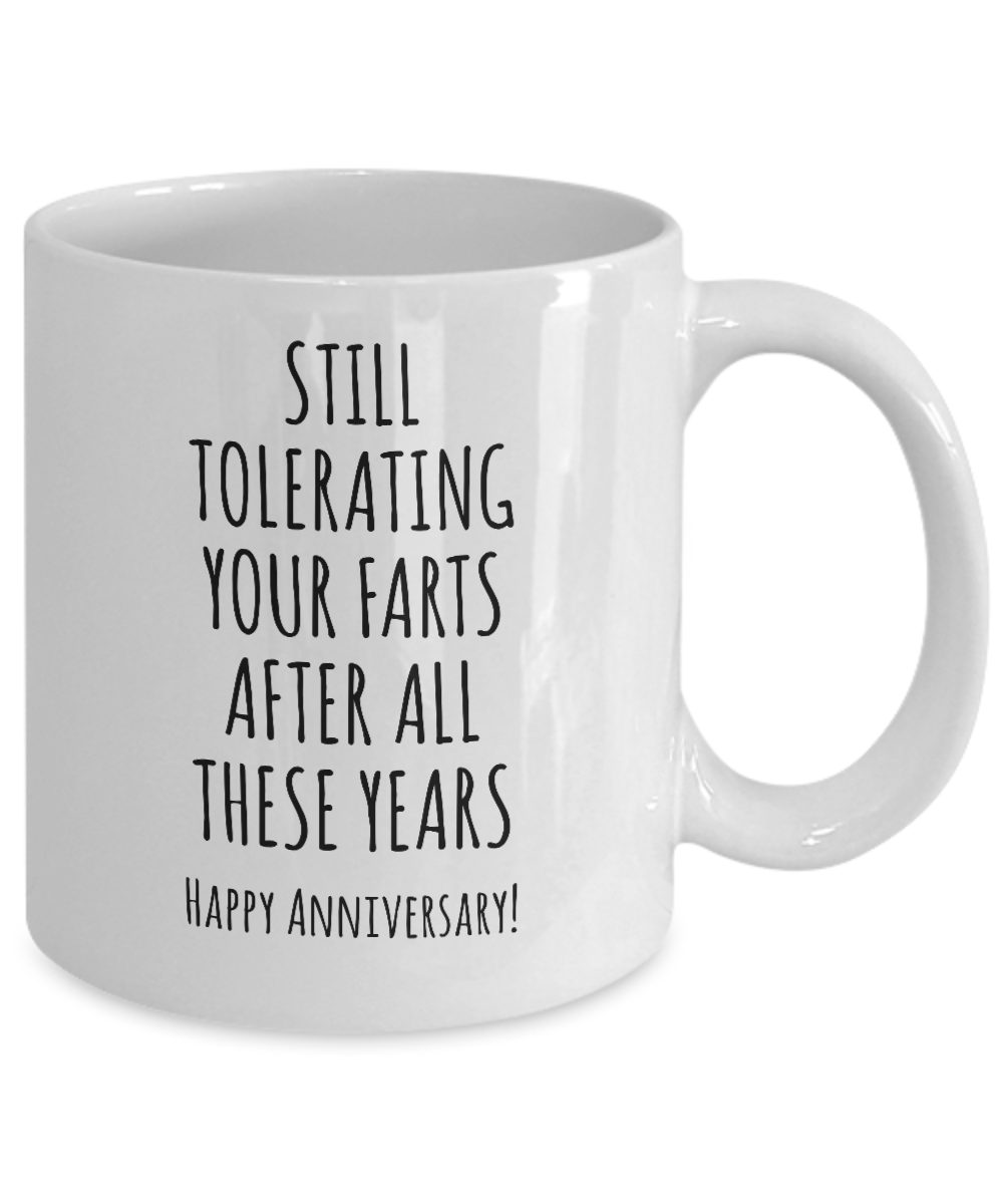 Details about   Personalized Happy Anniversary Tolerating Farts For Years  Mug  Funny Wedding... 