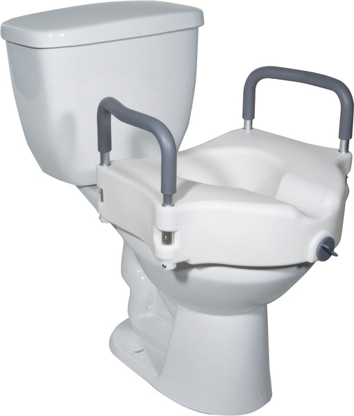 Drive Medical 2-in-1 Locking Raised Toilet Seat with Removable Arms 12027RA-4BULK White 17"x16-1/2"x5" (881367CS) 1/CS