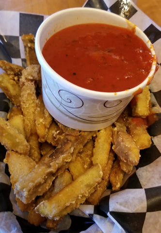 Battered Eggplant Fries, Cuzzins Bar and Grill
