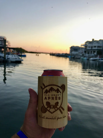 All About Apres Wooden Koozie