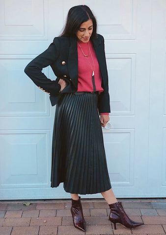 Faux leather pleated skirt River Island