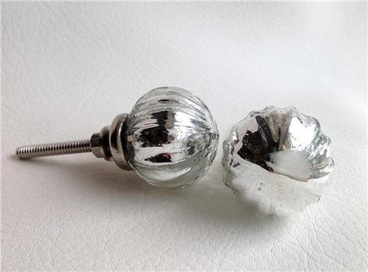 Silver Mercury Mirror Glass Round Knob Drawer Pulls Dwyer