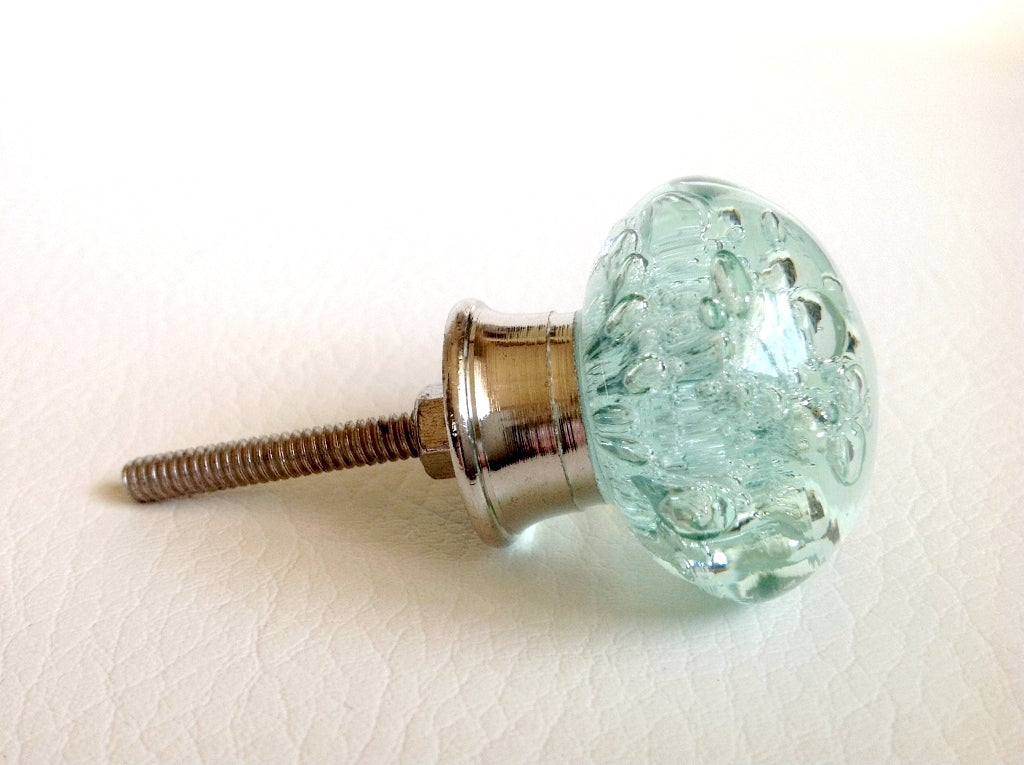 Aqua Blue Glass Bubble Cabinet Knobs Dresser Drawer Handles