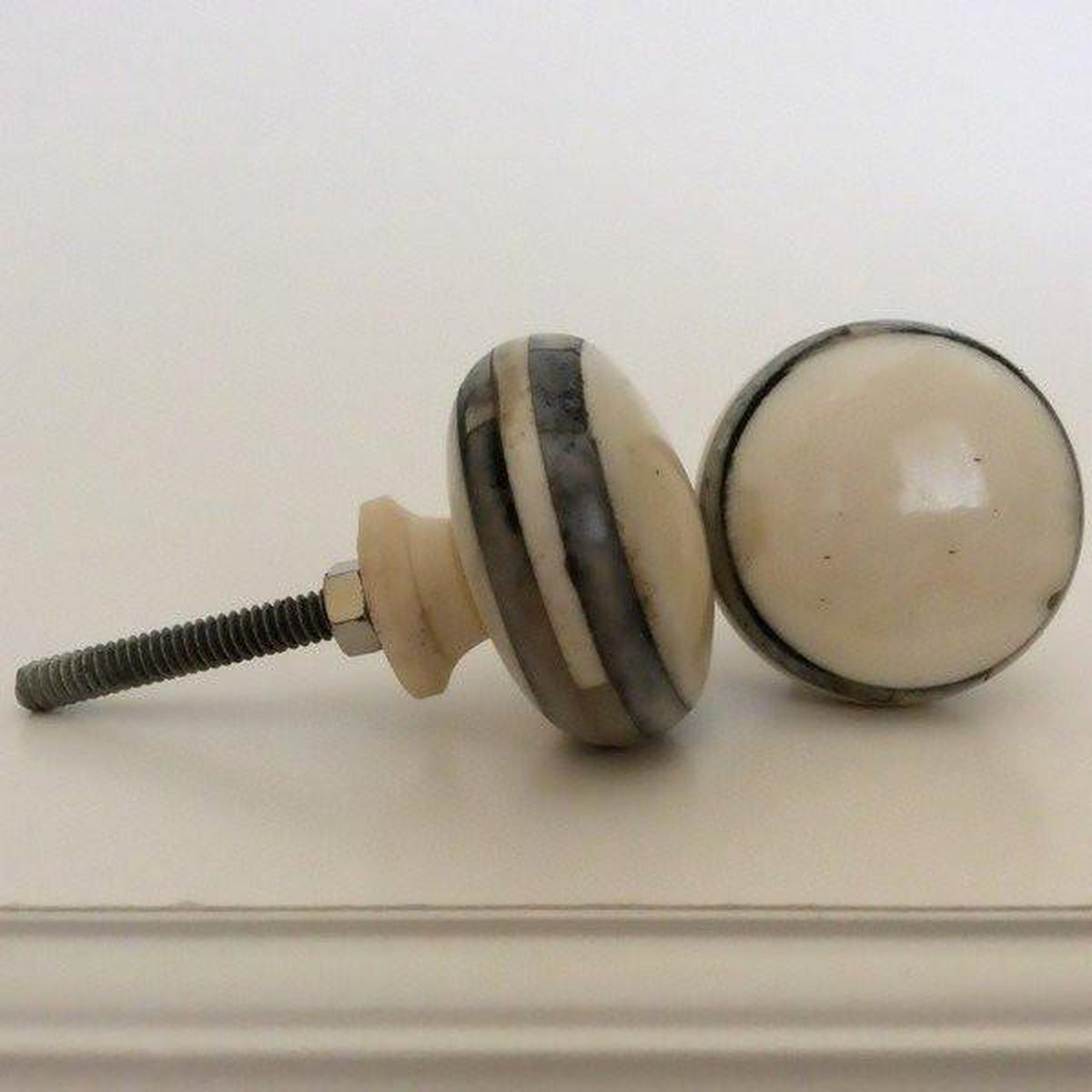 Smoky Grey Accents On Polished Bone Cabinet Knobs Dresser Drawer