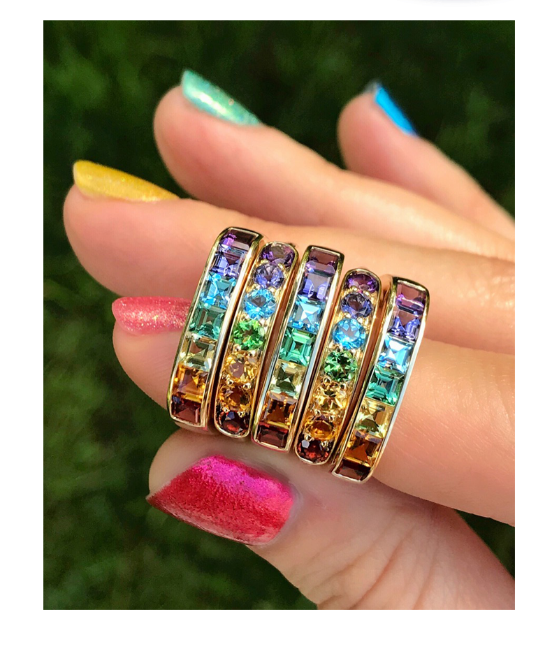 sapphire rainbow rings