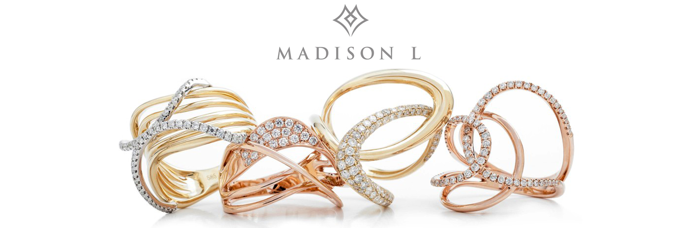 Madison L rose yellow white gold diamond crossover rings