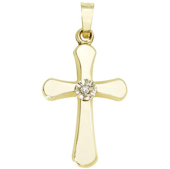 14k Yellow Gold Cross Pendant With a 