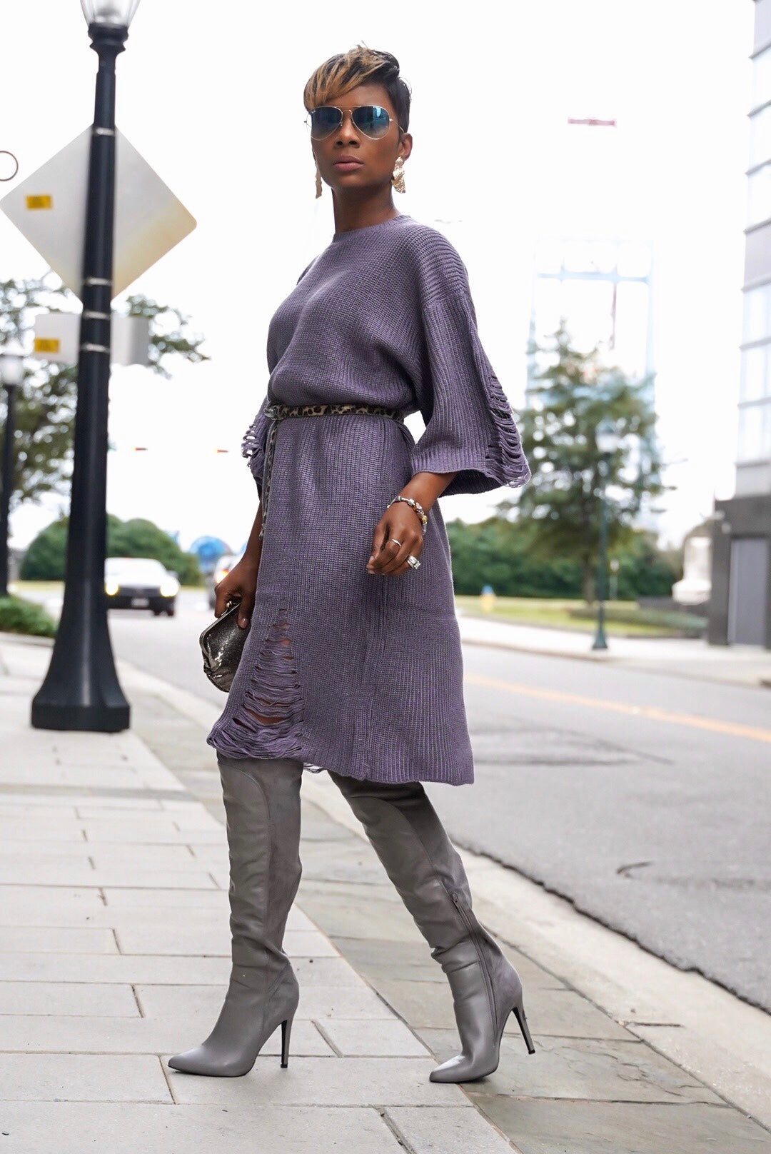 “Mauvelous” Distressed Dress