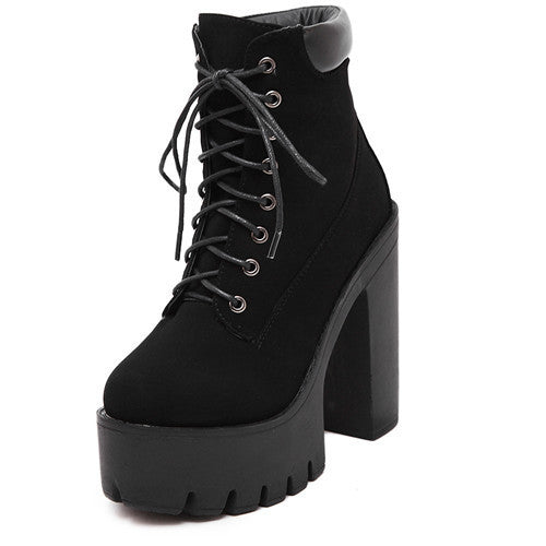 ladies lace up heeled boots