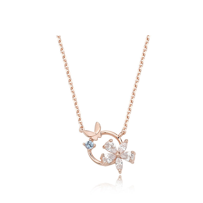 CLUE Aquamarine Daffodil Silver Necklace Harumio