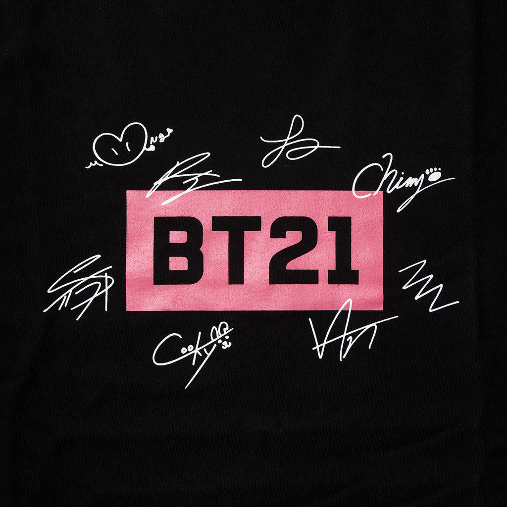 BT21 - BITE - Pink Collection - Black Logo Short Sleeve T-Shirt | Harumio