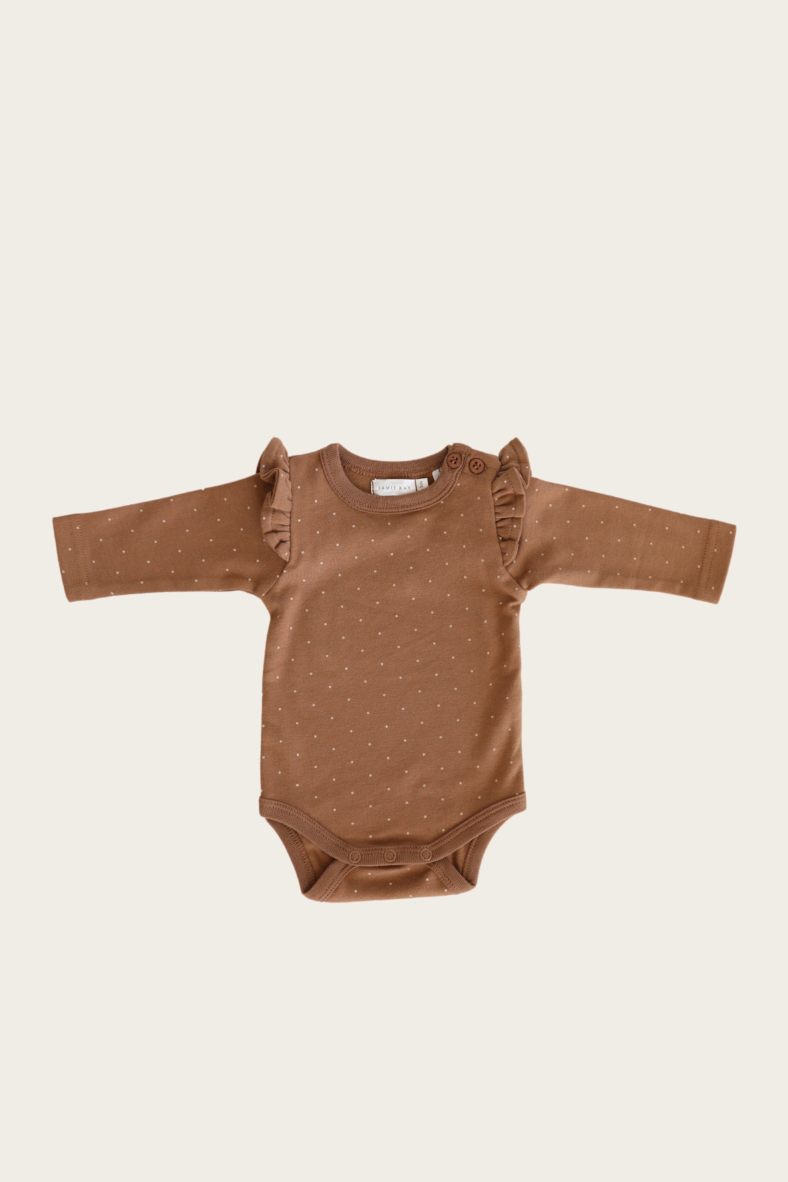 Organic Cotton Frill Bodysuit - Tiny Dots Organic Cotton Frill Bodysuit - Tiny Dots