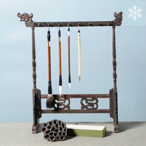 Redwood brush Holder For Traditional Chinese Brushes (12/14/16 Hooks)