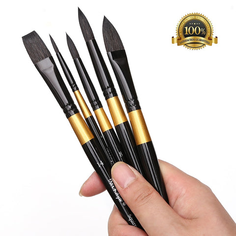 5 Pcs Squirrel Hair Professional Brushes