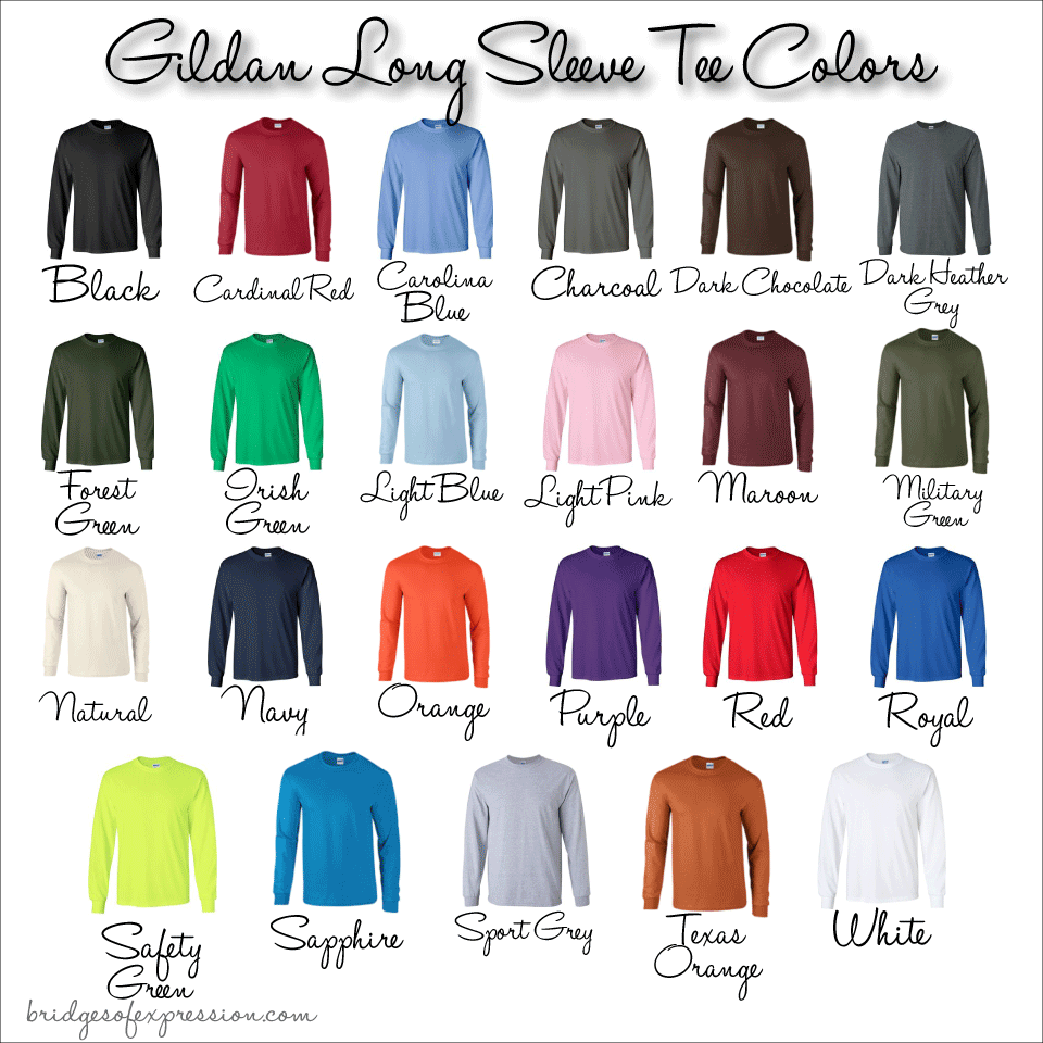 Gildan Color Chart Long Sleeve