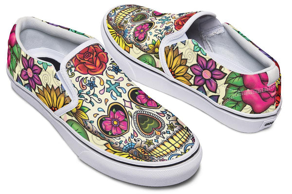 Sugar Skull Slip-On Shoes – Groove Bags