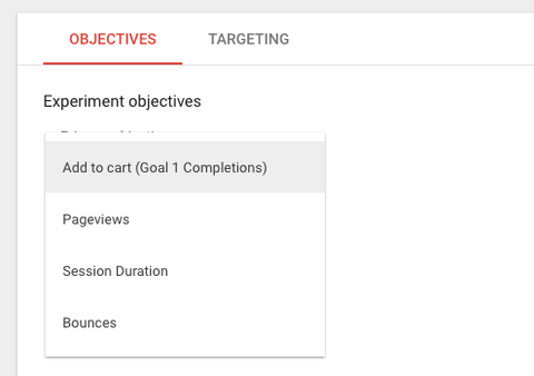 google optimize goal objectives conversion