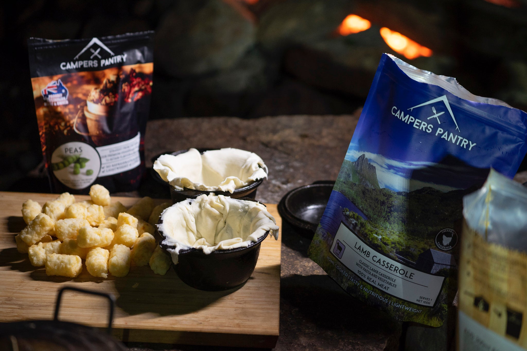 Cast iron pies cooked over the fire