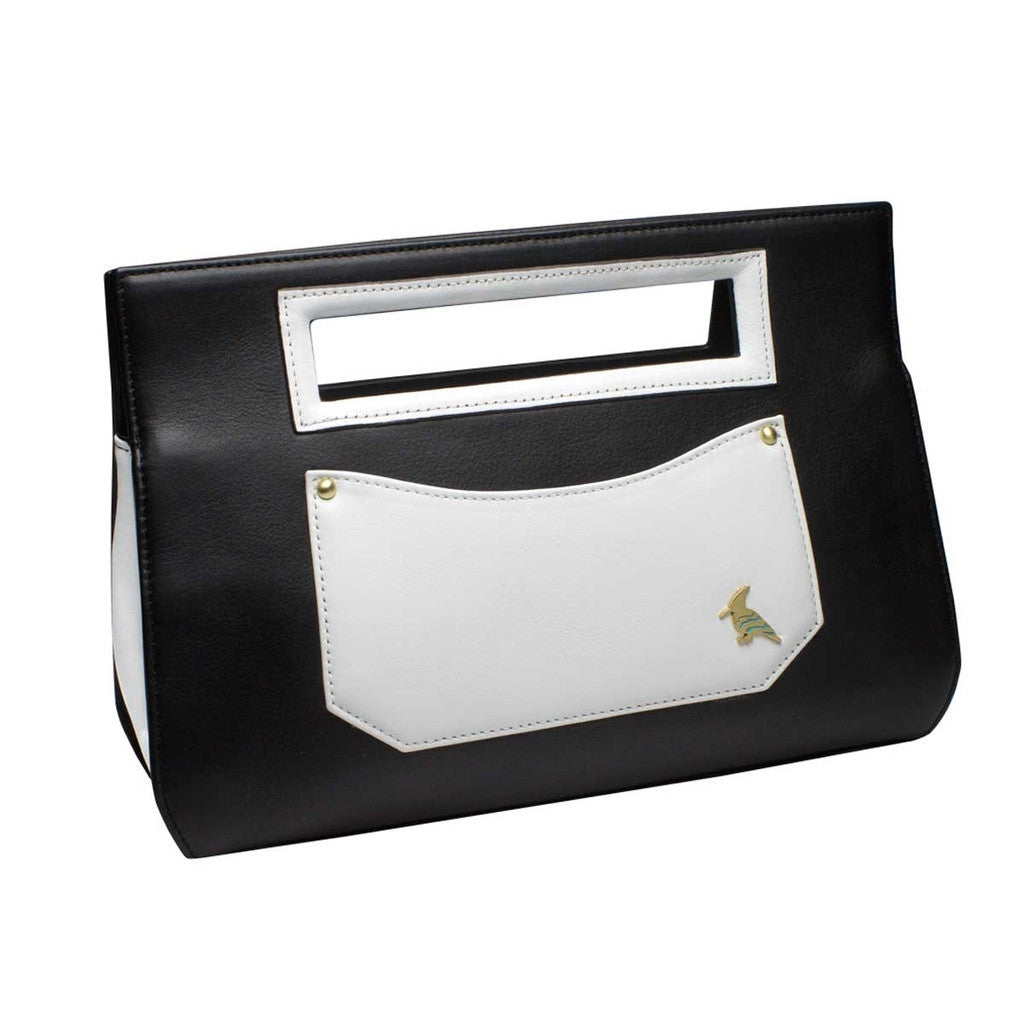Black and White Leather Clutch