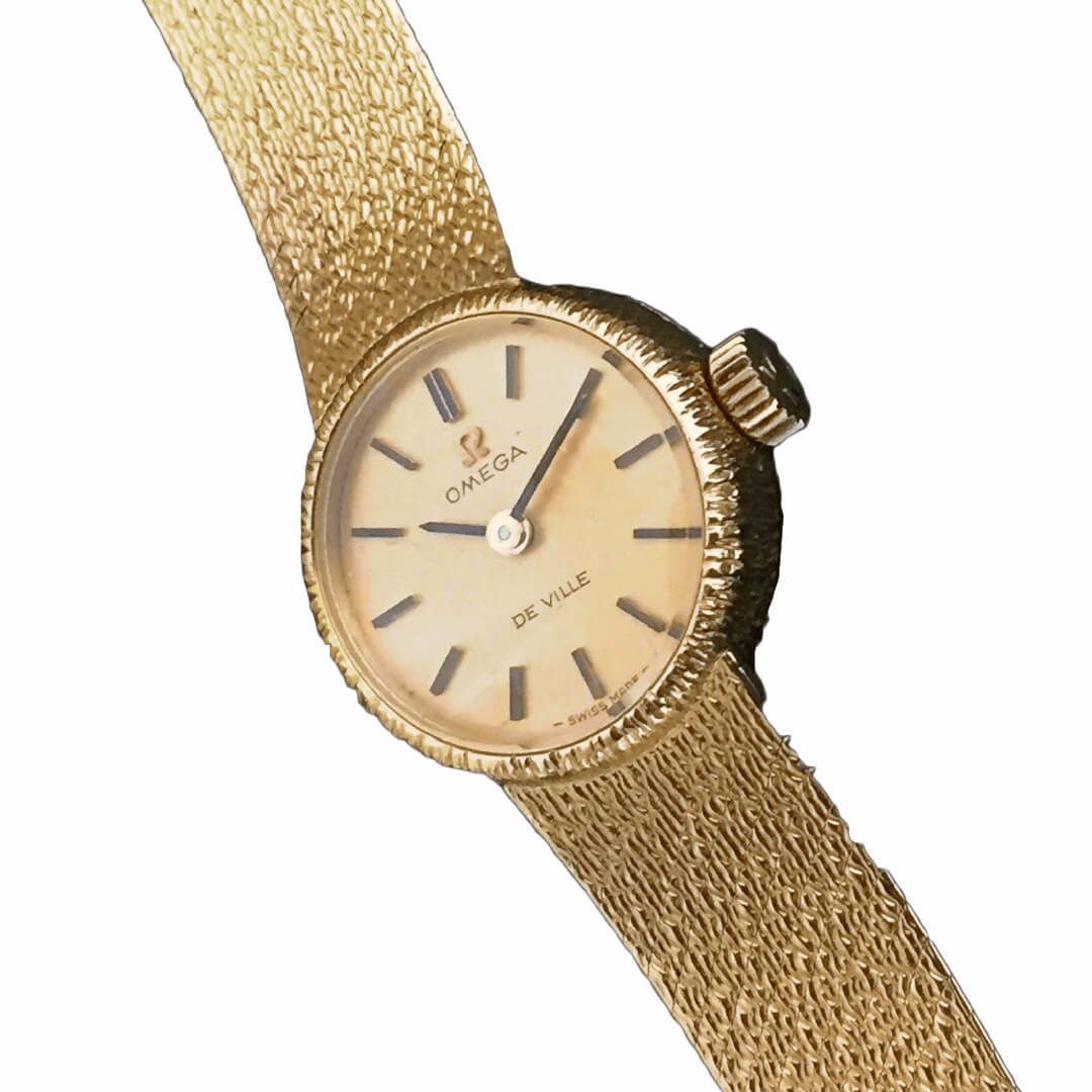omega deville 18ct gold ladies watch