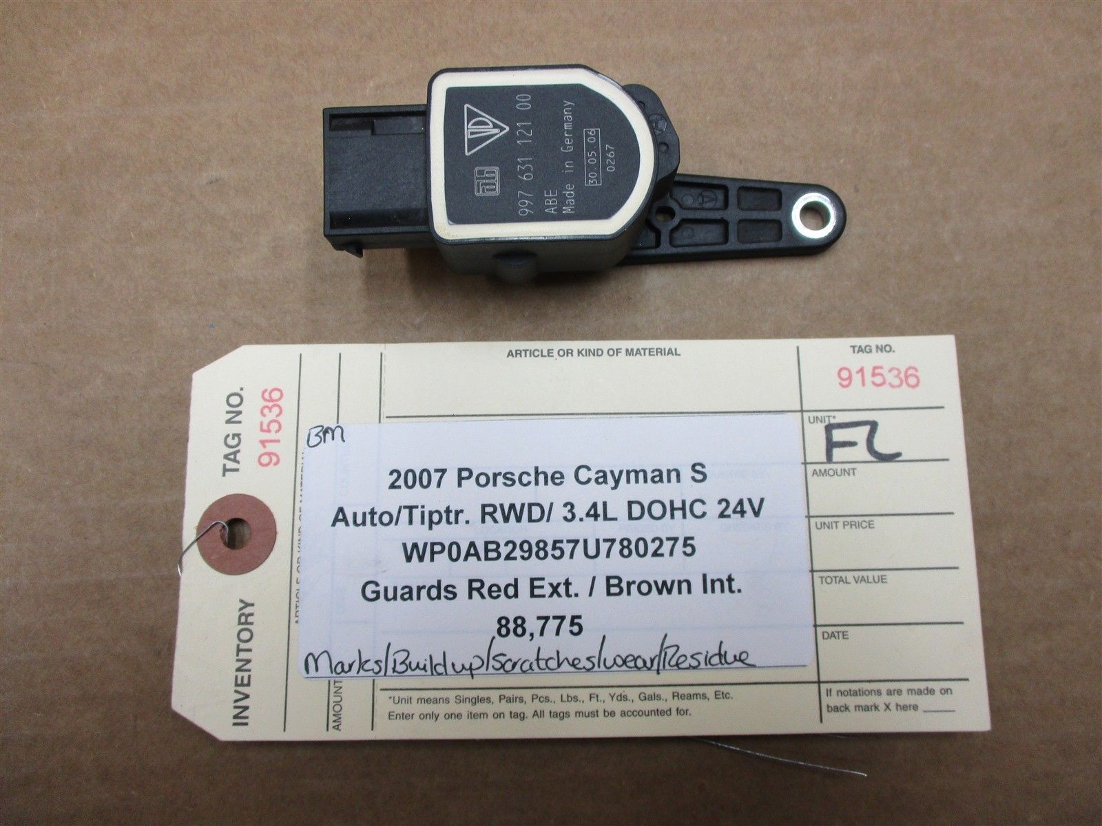 07 Cayman S Porsche 987 L FRONT Control Arm LEVELING SENSOR 99763112100 88,775