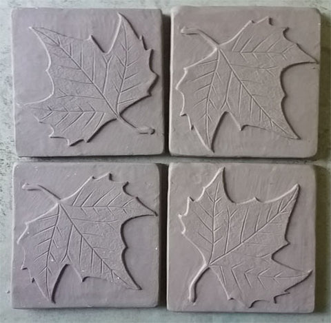 handmade sycamore leaf tile in progress
