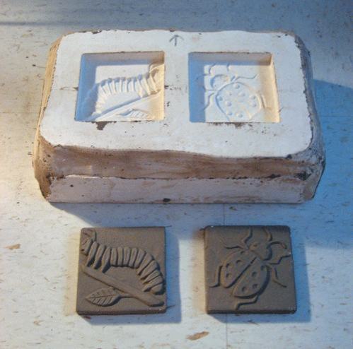 Plaster Mold for Ceramic Handmade Insect Tiles