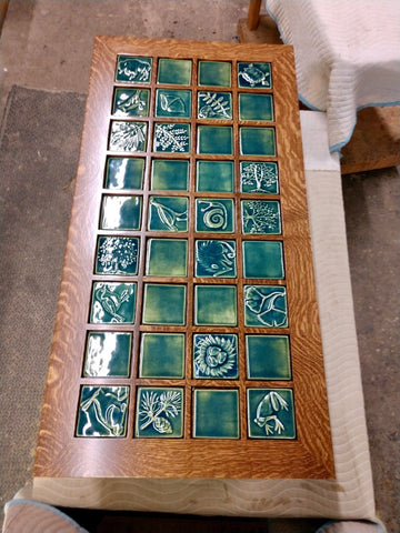 coffee table tiles with green handmade tiles