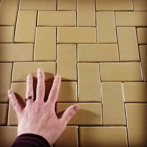 handmade field tiles, butter yellow glaze