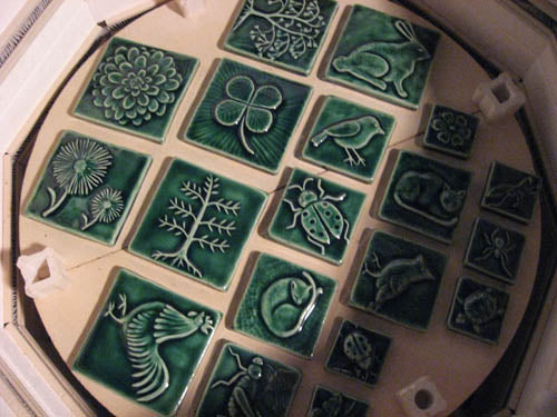 handmade tiles green glaze