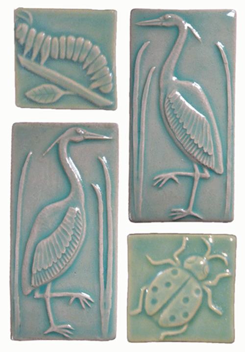 Heron Handmade Tiles and Insects