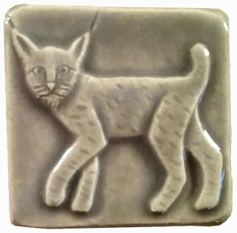 two inch by two inch bobcat handmade tile