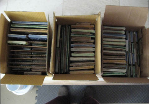 box of handmade tiles