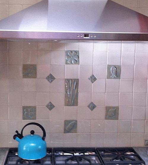 Kitchen Back-splash with Handmade Tiles
