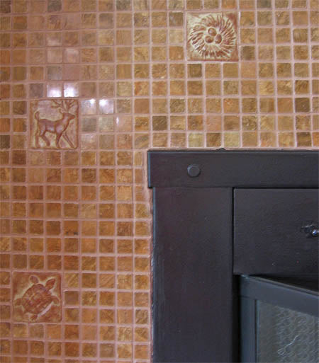 Fireplace surround with hand-made ceramic tiles 2