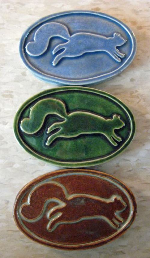 Oval Squirrel Handmade Ceramic Tiles, Kent Ohio