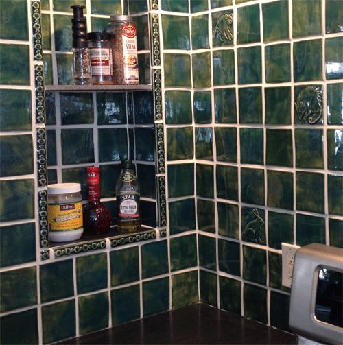 Handmade Tile Kitchen Back-splash, Green View 2